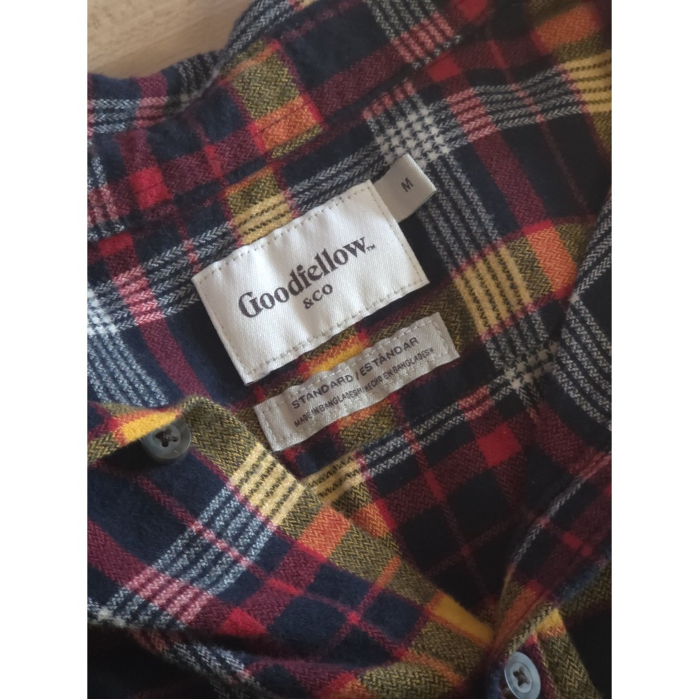 Goodfellow & Co Flannel Plaid Button-Up Shirt Long Sleeve Size M